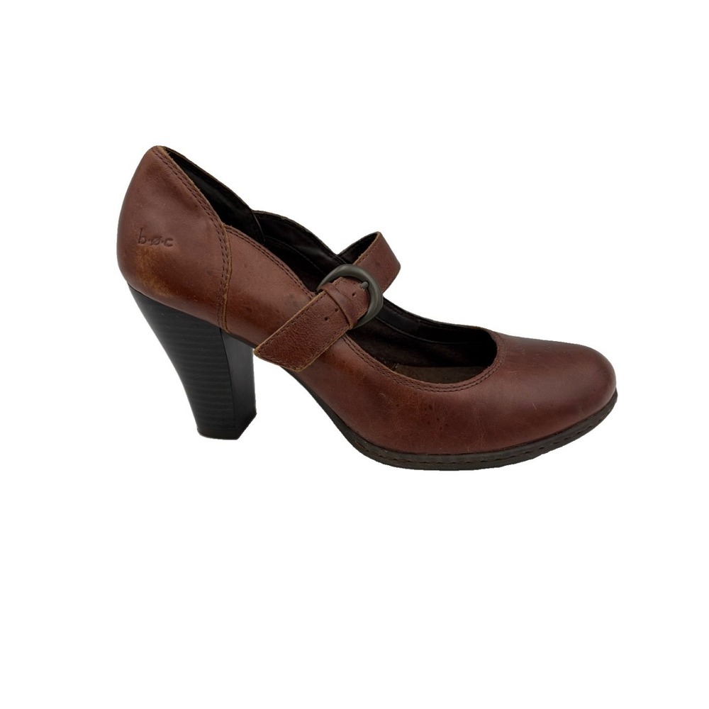 Boc Born Brown Leather Mary Jane Block Heels Women 10 Boho Fall Academia Retro